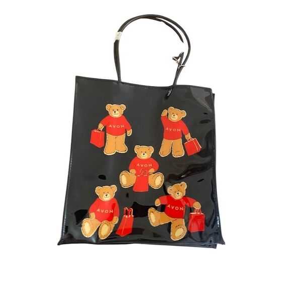 Avon Vintage Teddy Bear Tote Bag with Keychain 9" Nostalgic Fashion - Picture 3 of 5